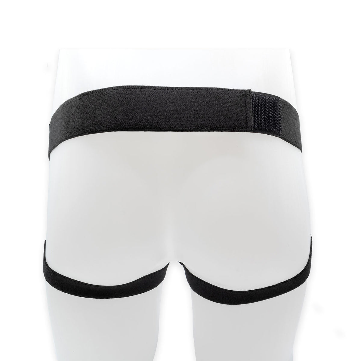 Harness for banana prosthetics pack and play hard penis packer. Back view.