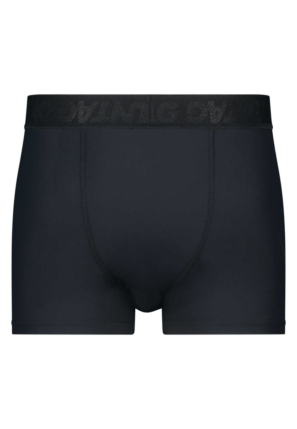 UNTAG period boxers for trans people that experience monthly bleeding. Black. Front view n2.
