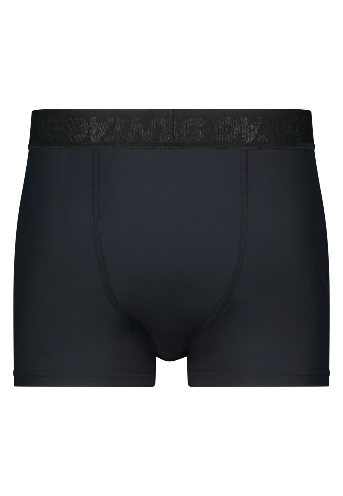 UNTAG period boxers for trans people that experience monthly bleeding. Black. Front view n2.
