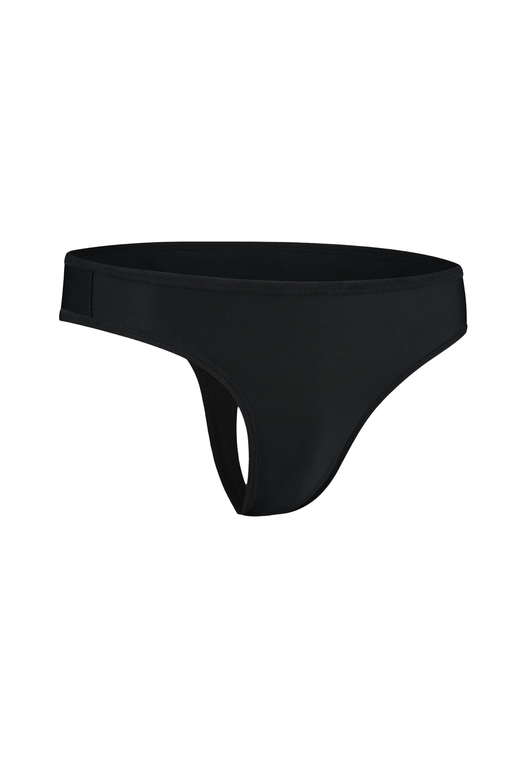 Black tucking thong gaff. Ideal for trans women. trans femme, mtf, nonbinary, drag queens, cosplayers. Side view.