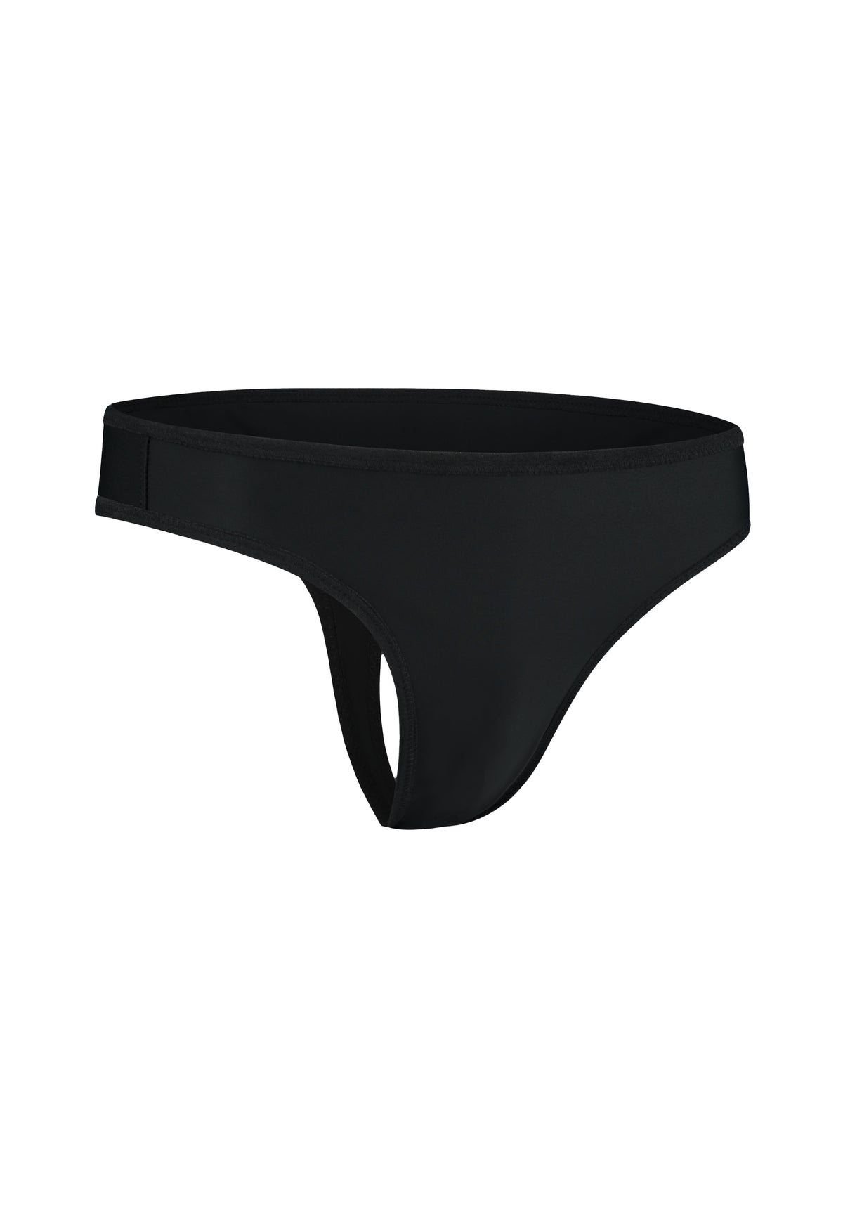 Black tucking thong gaff. Ideal for trans women. trans femme, mtf, nonbinary, drag queens, cosplayers. Side view.
